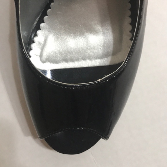 Avenue Black Slingback Open Toe Cork Wedge - Picture 2 of 7